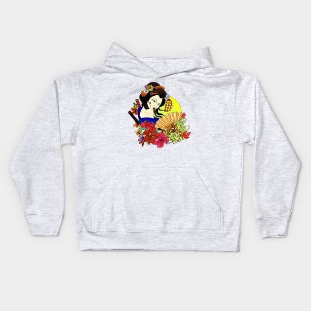 Geisha Kids Hoodie by paviash